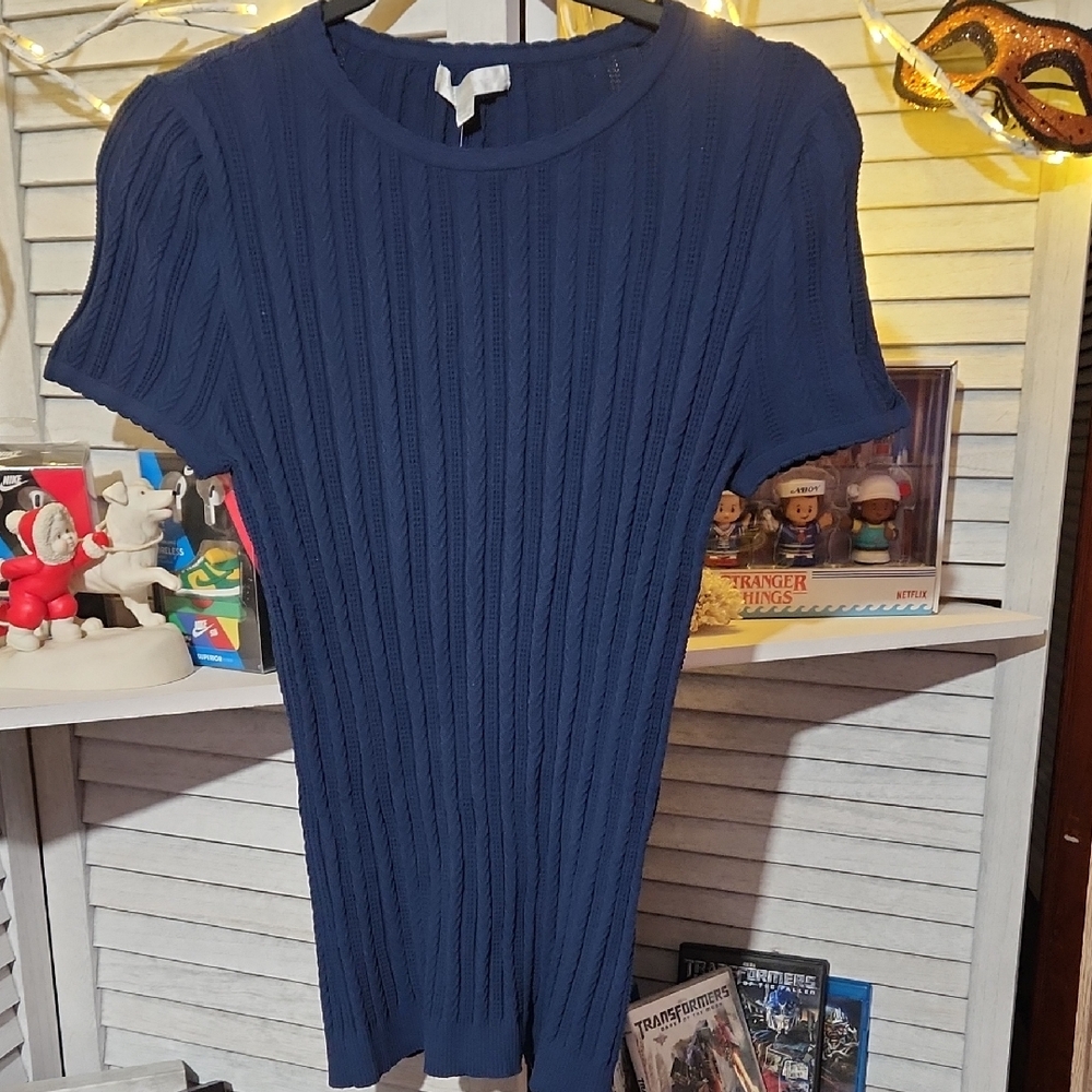 Design History Deep Blue Textured Knit Top - Sz SM